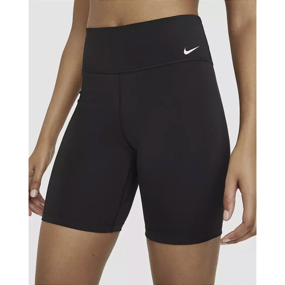 Nike One Biker Shorts 7" Womens Medium Black Mid-Rise Yoga Running Training Gym